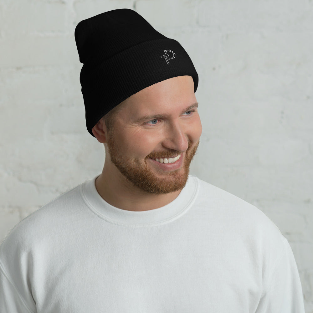 Cuffed Beanie White "TD" Logo